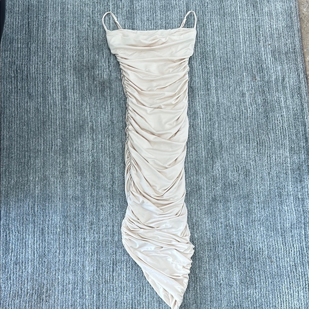 Elegant Ruched Cream Dress
